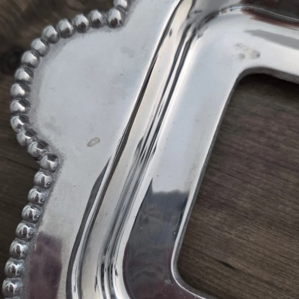 Fabulous Pewterware Perla Pyrex Holder Silver Beaded Medium Casserole Frame 7x11